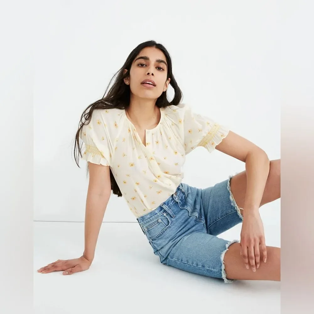Madewell High-Rise Long Denim Shorts in Hedrick Wash Sz 25